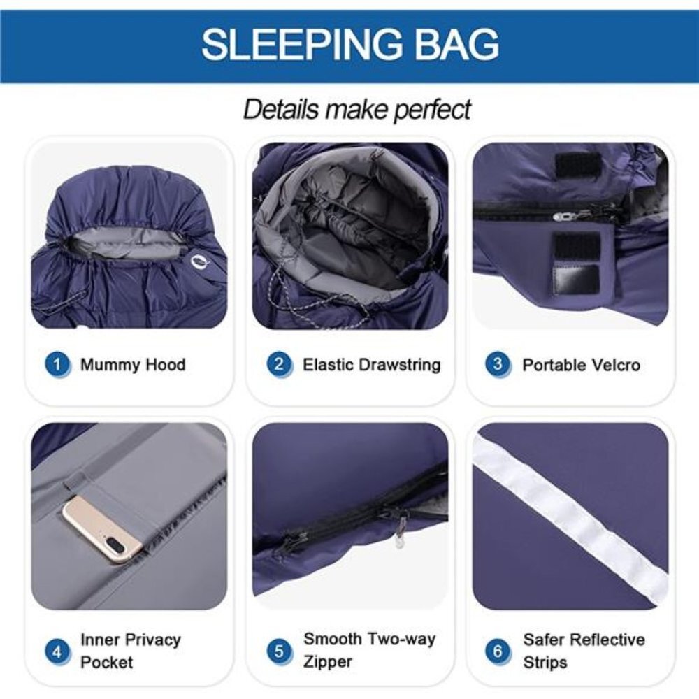 Down Sleeping Bag for Adults Sleeping Bag Cold Weather Ultralight Sleeping Bag - Picture 6 of 7